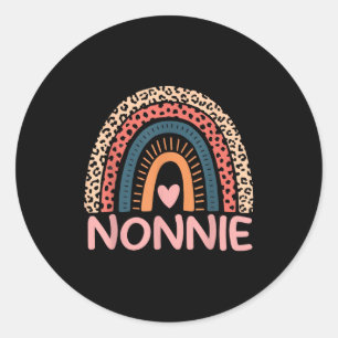 Nonnie rainbow leopard mothers day  classic round sticker
