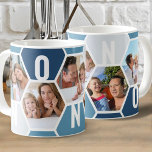 Nonno 5 Photo Editable 5 Letter Honeycomb Coffee Mug<br><div class="desc">Honeycomb coffee mug, personalised with 5 of your favourite photos and printed with a 5 letter name, such as NONNO. The design features a honeycomb photo collage in a colour palette of blue and grey. If you want to change the colours, click "customise further" and click each hexagon that you...</div>