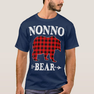 Nonno Bear Christmas Pajama Red Plaid Buffalo Fami T-Shirt