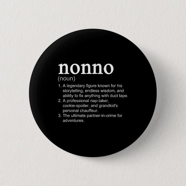 Nonno Definition Funny Noun Cool  6 Cm Round Badge (Front)