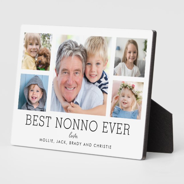 Nonno Grandfather Grandchildren Photo Collage Plaque (Side)