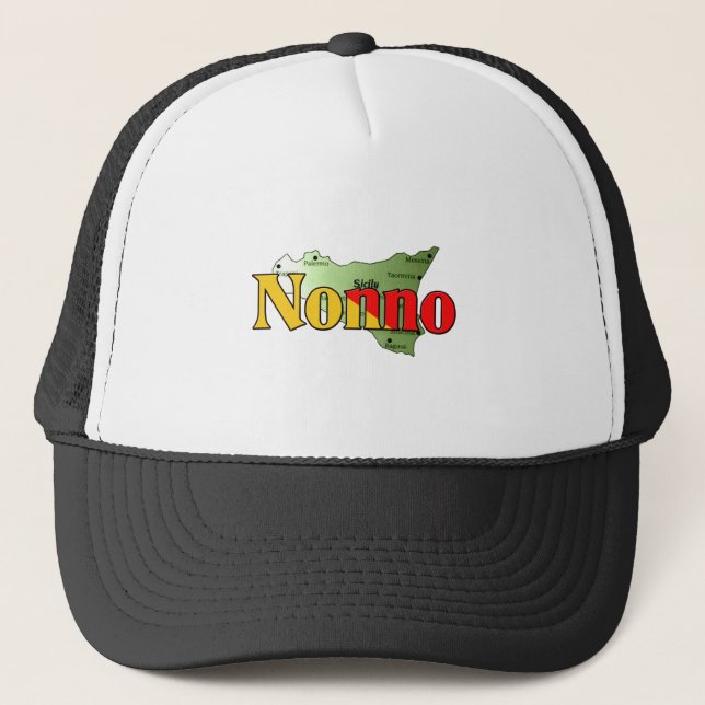 Nonno with Map of Sicily Trucker Hat (Front)