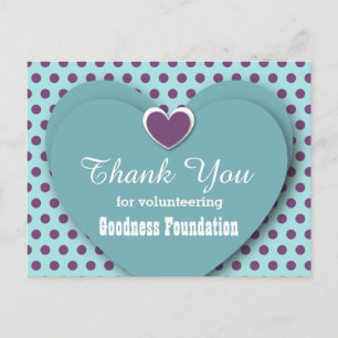 NONPROFIT Thank You Hearts Dots B06 AQUA Postcard