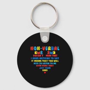 Nonverbal heart puzzle listen autism awareness kid key ring
