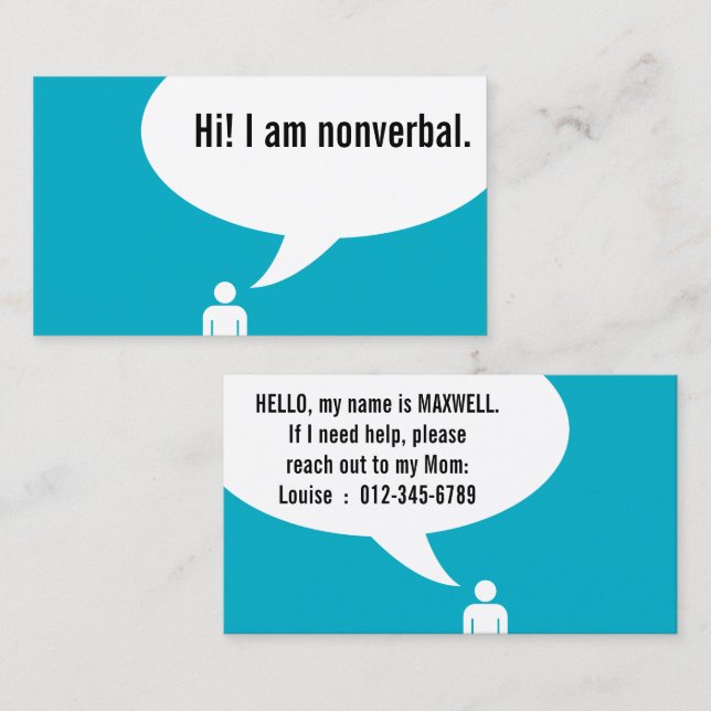 NONVERBAL speech bubble Business Card (Front/Back)