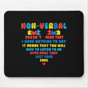 Nonverbyl Heart Puzzle Listen Autism Awareness Kid Mouse Pad
