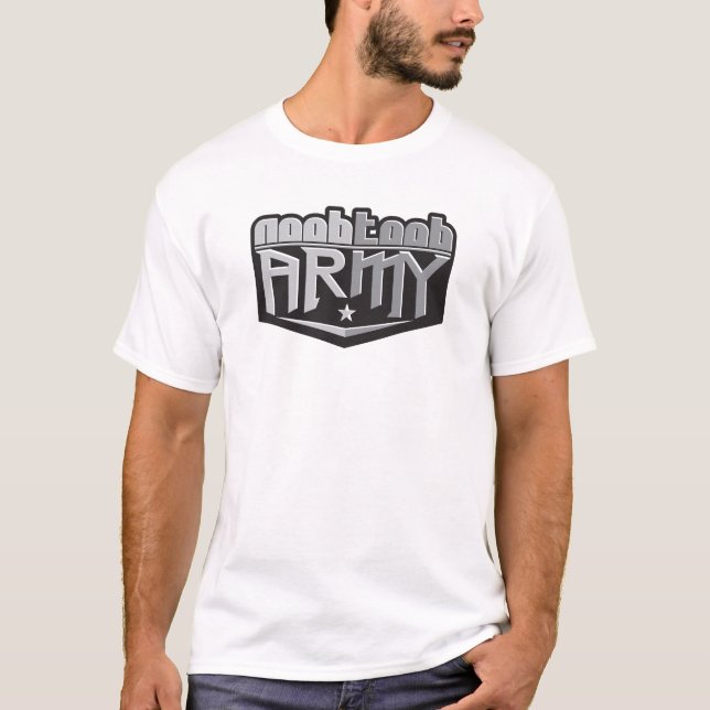 NooBTooB Army White T-Shirt (Front)