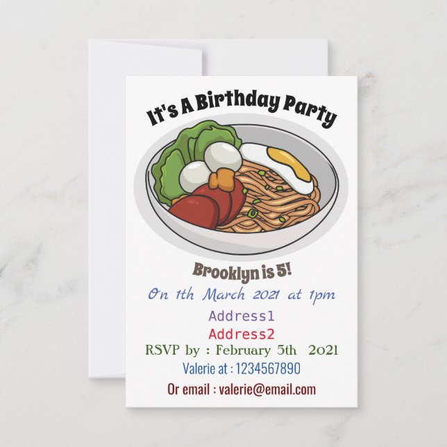 Noodle cartoon illustration invitation (Front)