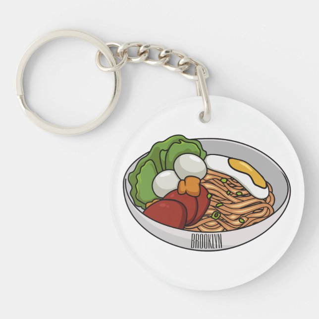 Noodle cartoon illustration key ring (Front)