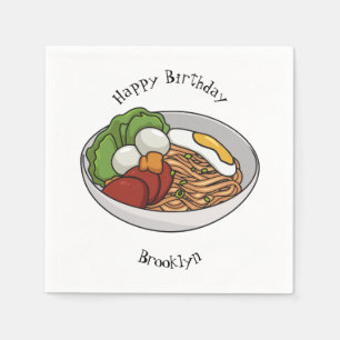 Noodle cartoon illustration napkin