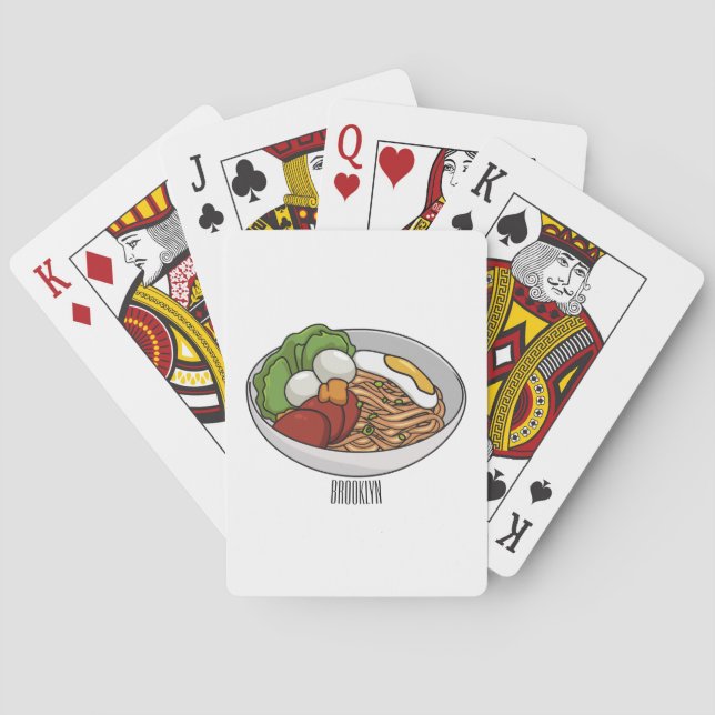 Noodle cartoon illustration playing cards (Back)