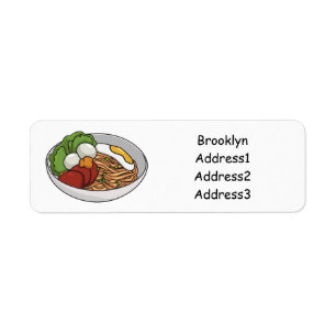 Noodle cartoon illustration return address label