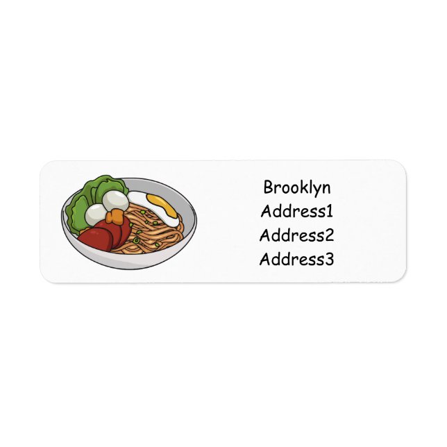 Noodle cartoon illustration return address label (Front)