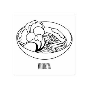 Noodle cartoon illustration rubber stamp