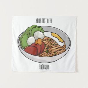 Noodle cartoon illustration tapestry