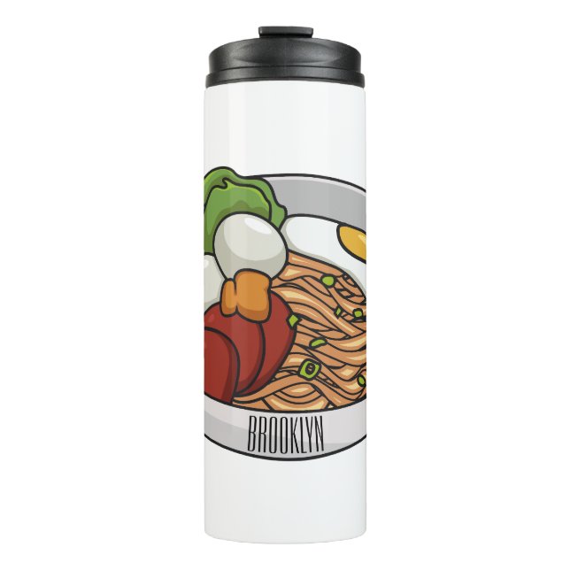 Noodle cartoon illustration thermal tumbler (Front)