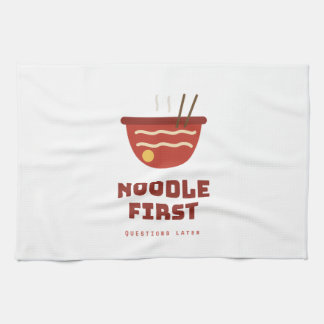 Noodle First Questions Later Funny Kitchen Towel
