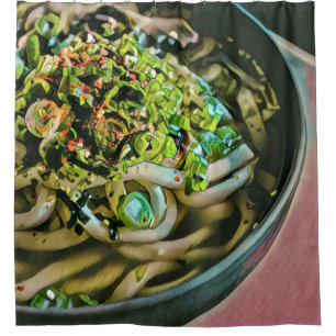 Noodle lover design shower curtain