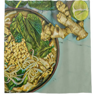 Noodle lover gift shower curtain