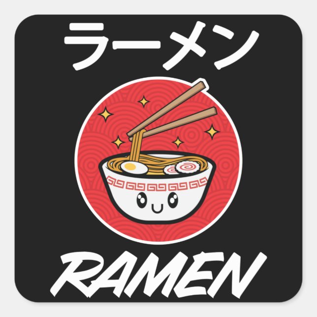 Noodles Anime Manga Funny Cute Japan Otaku Design Square Sticker (Front)