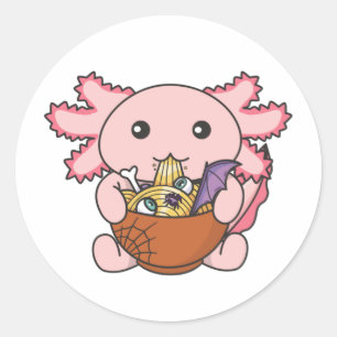Noodles Japanese Noodles Halloween Axolotl Ramen Classic Round Sticker