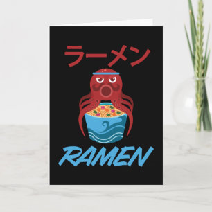 Noodles Octopus Anime Manga Fun Japan Otaku Cat Card