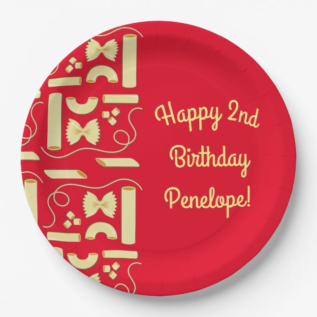 Noodles Pasta Kid 1st Birthday Party Italian Paper Plate (Front)