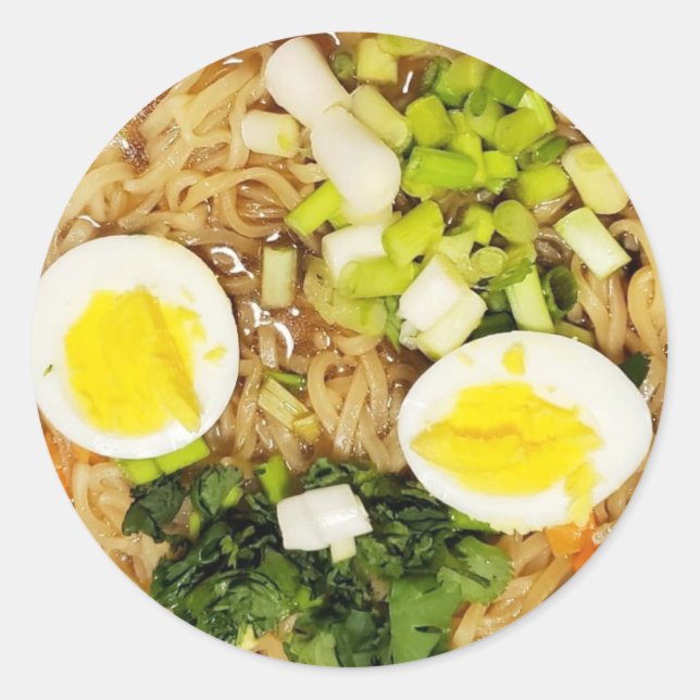 Noodles, Ramen Funny Soup Photo   Classic Round Sticker (Front)