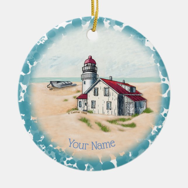 Noon Lighthouse Ceramic Ornament (Front)