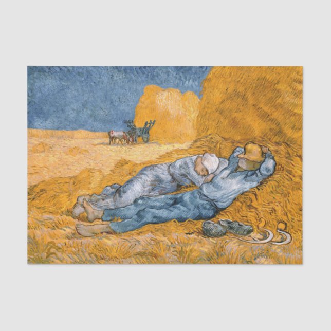 Noon, rest from work by Vincent Van Gogh  Tissue Paper (Front)