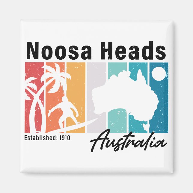 Noosa Heads Australia Vintage Retro Souvenirs 80s Magnet (Front)