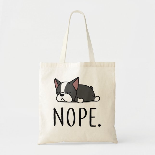 Nope Boston Terrier Tote Bag (Front)