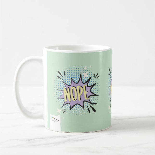 NOPE Comic Speech Bubble Meme Funny Spring Coffee Mug (Left)