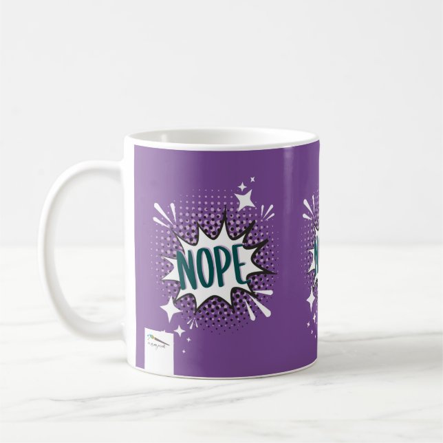NOPE Comic Speech Bubble Meme Funny Violet Coffee Mug (Left)