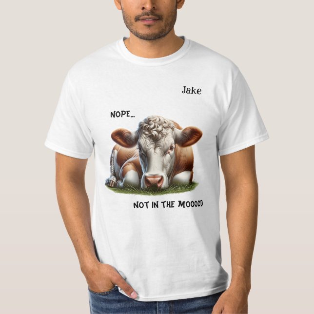 "Nope..." Cow Pun Customisable Men's T-Shirt (Front)