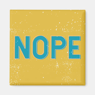 NOPE Distressed Typography in Blue and Yellow Magnet