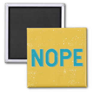 NOPE Distressed Typography in Blue and Yellow Magnet