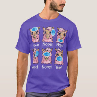 Nope Facemask 100 Days Of School Teacher Llama T-Shirt
