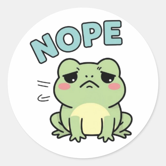 Nope Frog Sticker Cute Shaking Head Frog Funny Mem (Front)