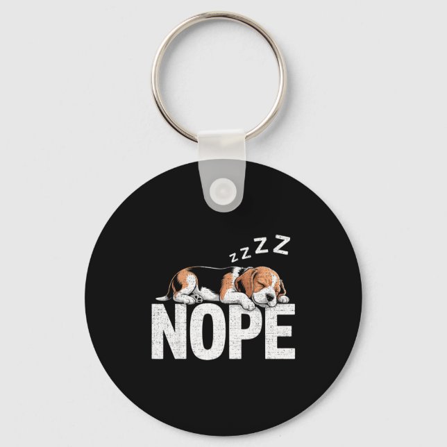 Nope Lazy Beagle  Key Ring (Front)
