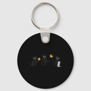 Nope No Kings No ICE Funny Black Cat Key Ring