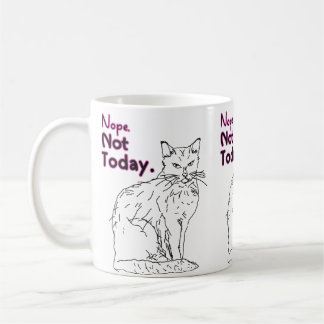 Nope Not Today Cat Drawing Illustration Coffee Mug