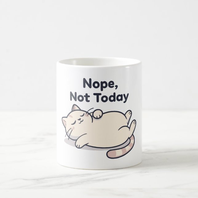 Nope Not Today Lazy Cat Funny Coffee Mug – Gift (Center)