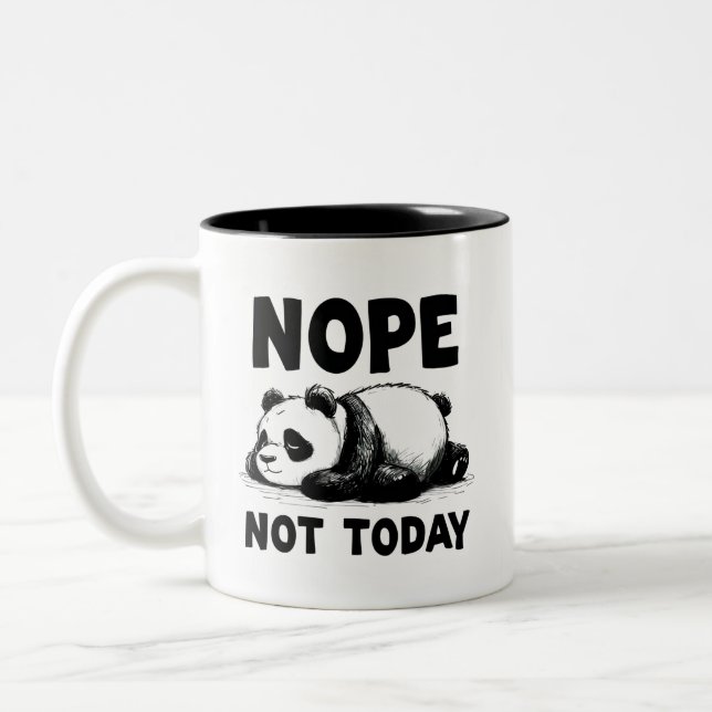 Nope Not Today Panda Bear Two-Tone Coffee Mug (Left)