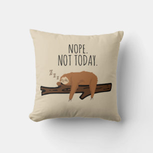 Nope. Not Today! Sleeping Sloth On A Branch Cushion