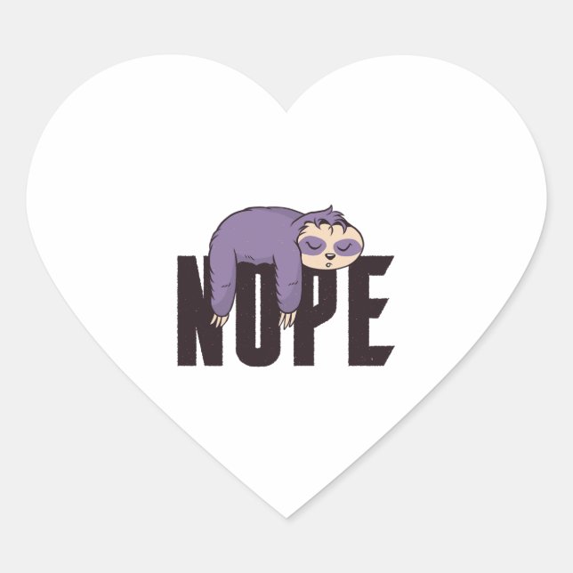 NOPE SLOTH  HEART STICKER (Front)