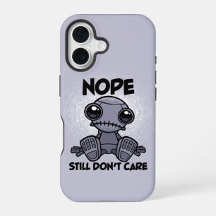 Nope Still Don't Care Cute Indifferent Robot iPhone 16 Case