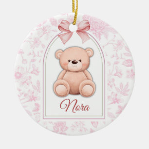 Nora   Custom Pink Teddy Bear Nursery Design  Ceramic Ornament