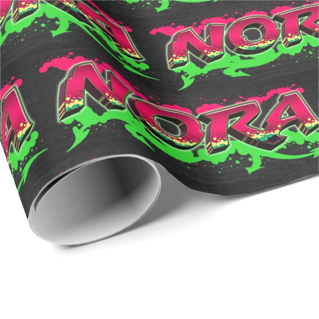 Nora First Name Name Graffiti red green Wrapping Paper (Roll Corner)
