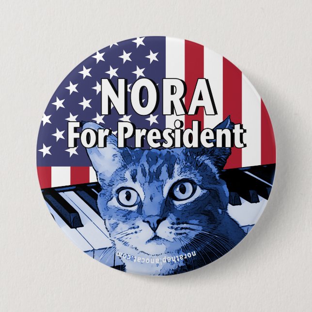 Nora For President Button In Blue #4 (Front)